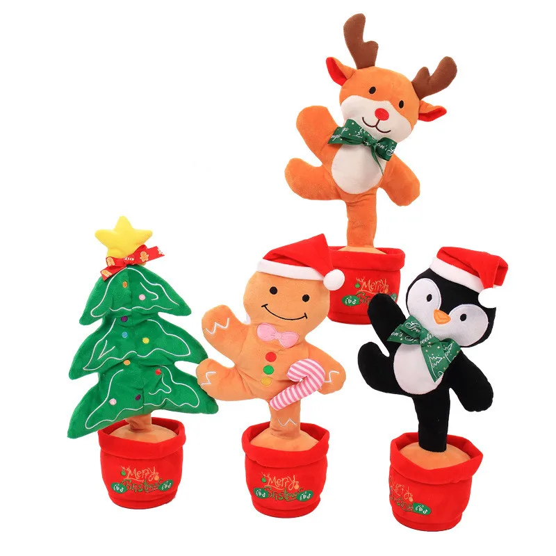 

EE779 English Dancing Christmas Plush Toys Electric Shake Plush Toys Recording Ginger Bread Dancing Cactus Stuffed Dancing Toys