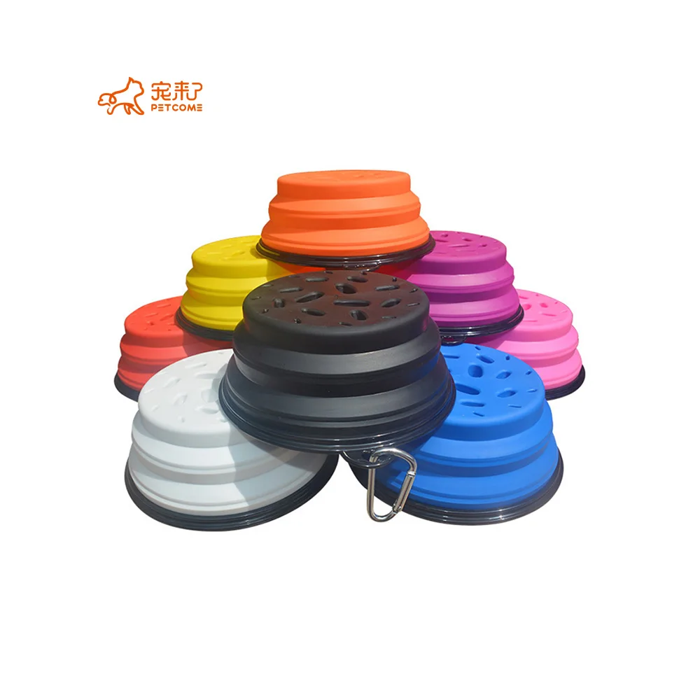 

PETCOME Suppliers Dropshipping Multi Color Collapsible Travel Portable Slow Feeder Raised Pet Bowl Dog Cat On Sale, 7 colors