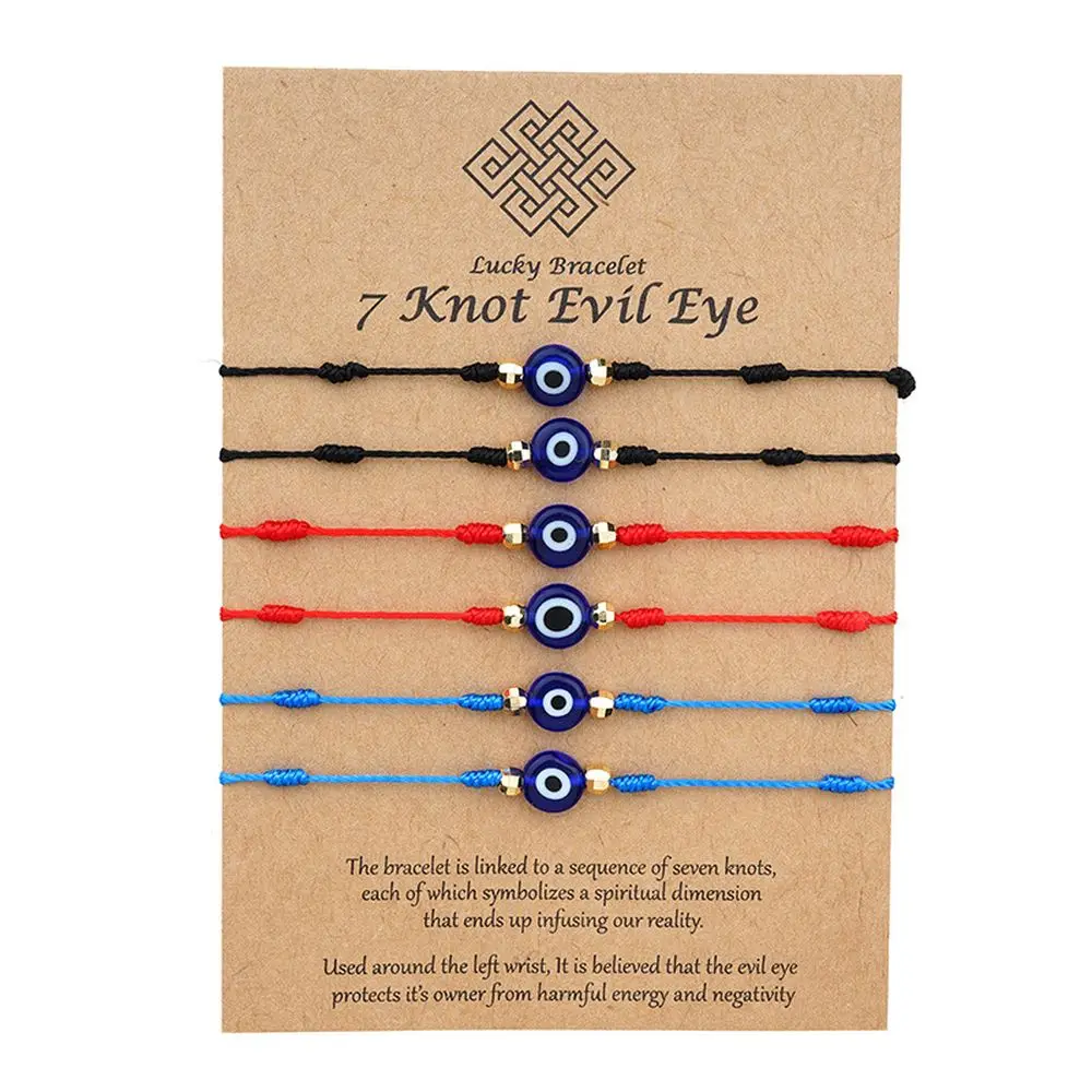 

Hot Selling Adjustable Handmade Braided Friendship Red Black String Blue Eye Bracelet Knot Rope Evil Eyes Bracelet for couples, Blue black red