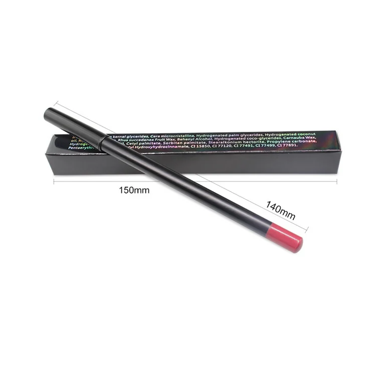 

Wholesale No Logo Private Label Custom Pencil Dark Brown Matte Vegan Waterproof Lip Liner, 16 colors