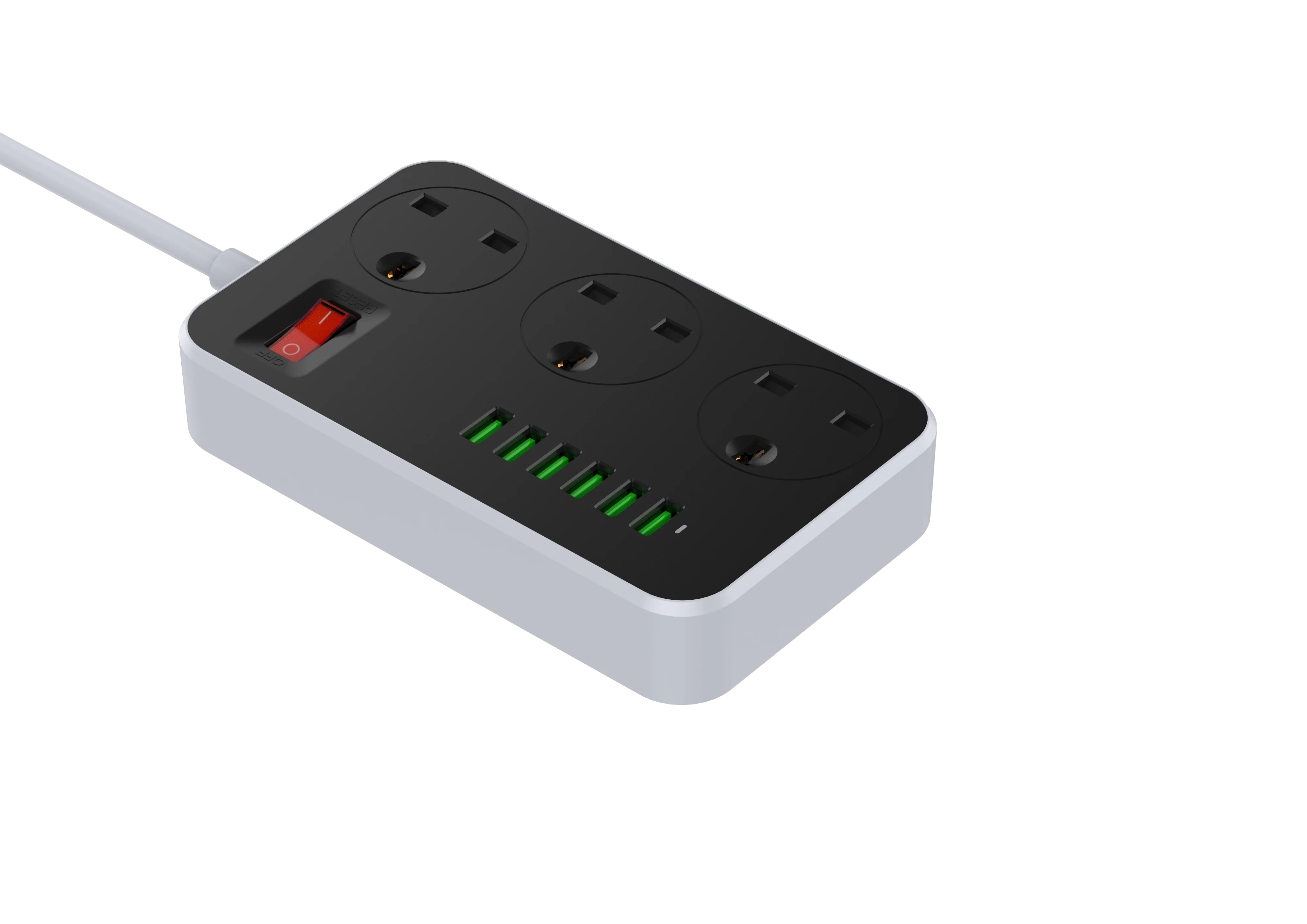 
LDNIO CLASSIC UK STANDARD 3 WAY SURGE POWER STRIP SK3662 WITH 6USB PORTS 2METERS POWER CORD POWER STRIP 