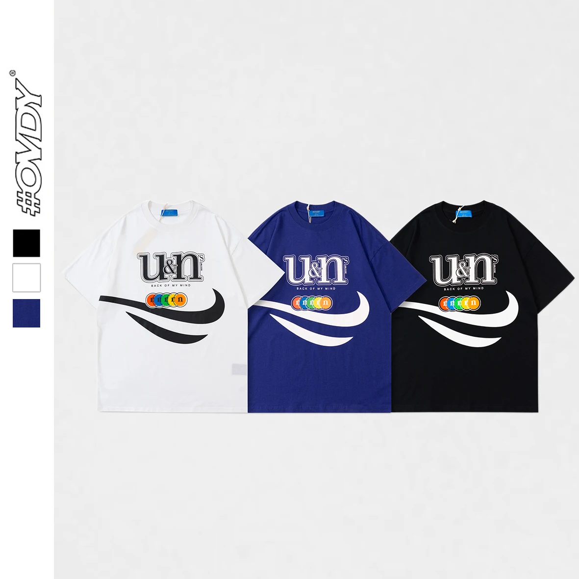 

China Bulk Wholesale Clothing Ovdy Brand Letter Silk Screen Printing Cotton Knit Fashion Three Colors 200G T-Shirt Men