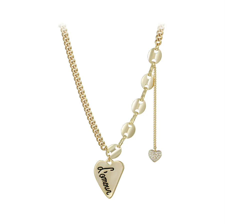 

YM necklace-01490 Xuping Jewelry Luxury High Design Heart Pendant Chain 14K Gold Elegant Simple Joyful Necklace