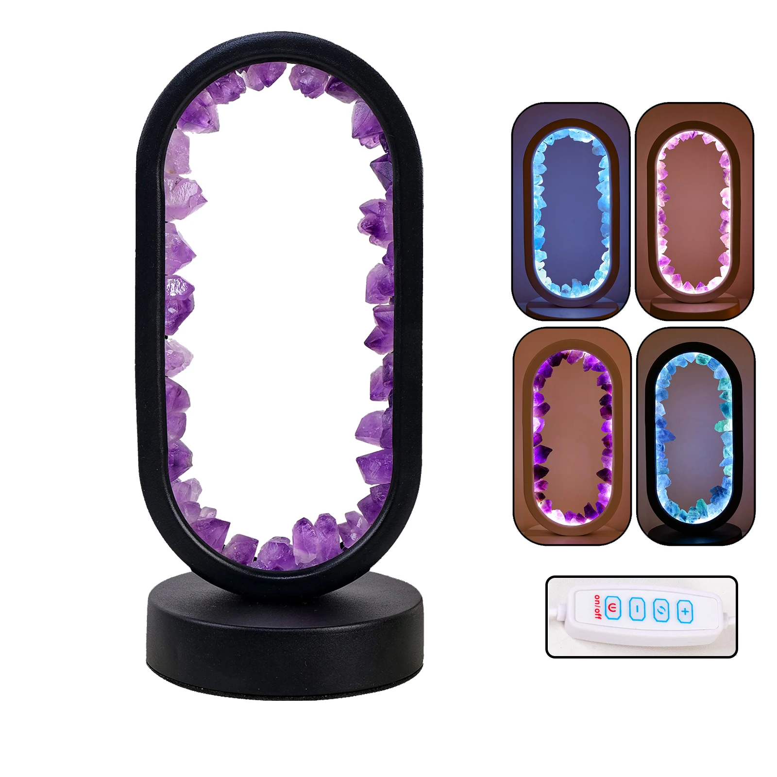 

wholesale Natural amethyst crystal lamp healing stone crystal table lamp crafts Colors can be customized crystal night light