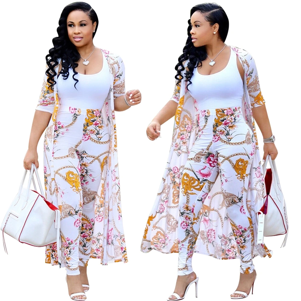 

YHMX03 hot sale two piece with long coat printing jumpsuit woman 2022