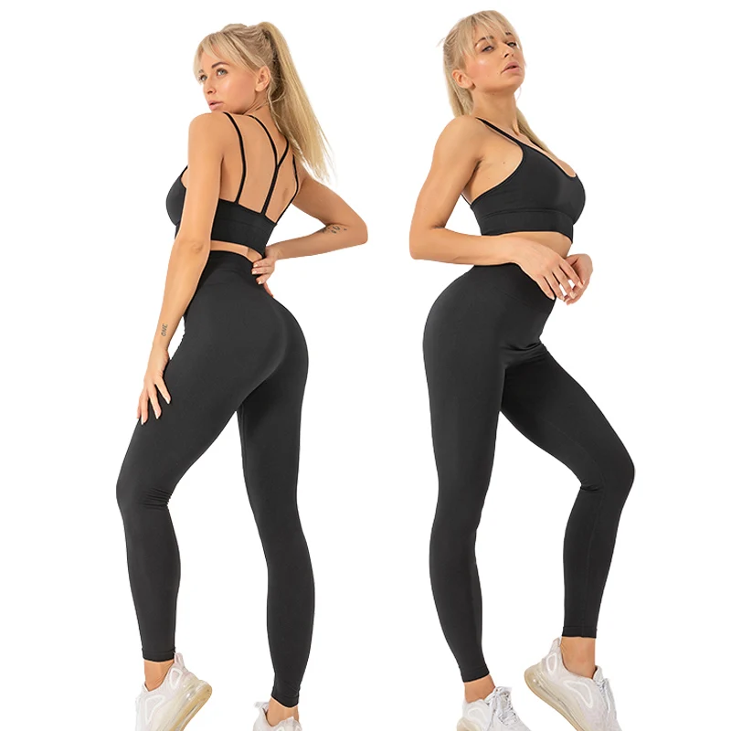 

Gym running training sports bra and leggings women workout clothing sets customized logo, 5 colors