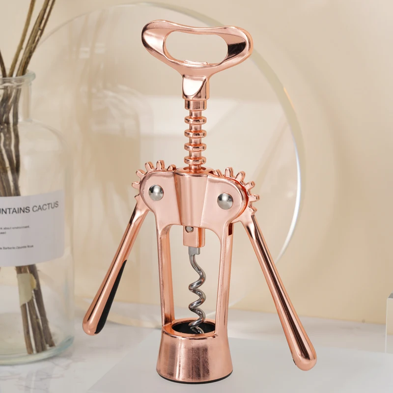 

Amazon Hot Sale Rose Gold Corkscrew Wine Opener With Linen Pouch Custom Logo Wine Opener Lever Advanced Wine Bottle Opener