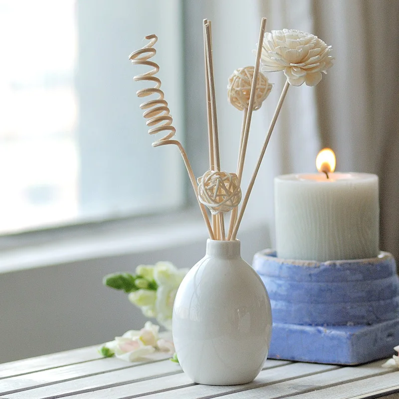 

wholesale home fragrance reed diffuser with rattan stick and sola flower, Customerized color