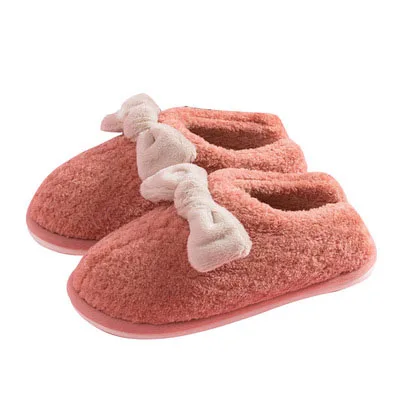 

2021 autumn/winter new lovely big bowknot anti-slip home comfortable woman and men warm slippers, As picture