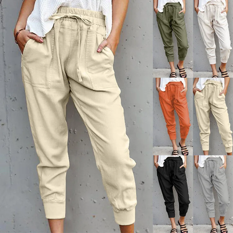 

Solid Color Women's High Waisted Pants Autumn And Winter Ninth pants Trousers Women, As show