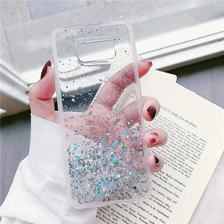 

Fashion Resin Dripping Glue Transparent Glitter Hard PC Back TPU bumper Phone Case Cover For Samsung Galaxy Note 10 Pro / Note10