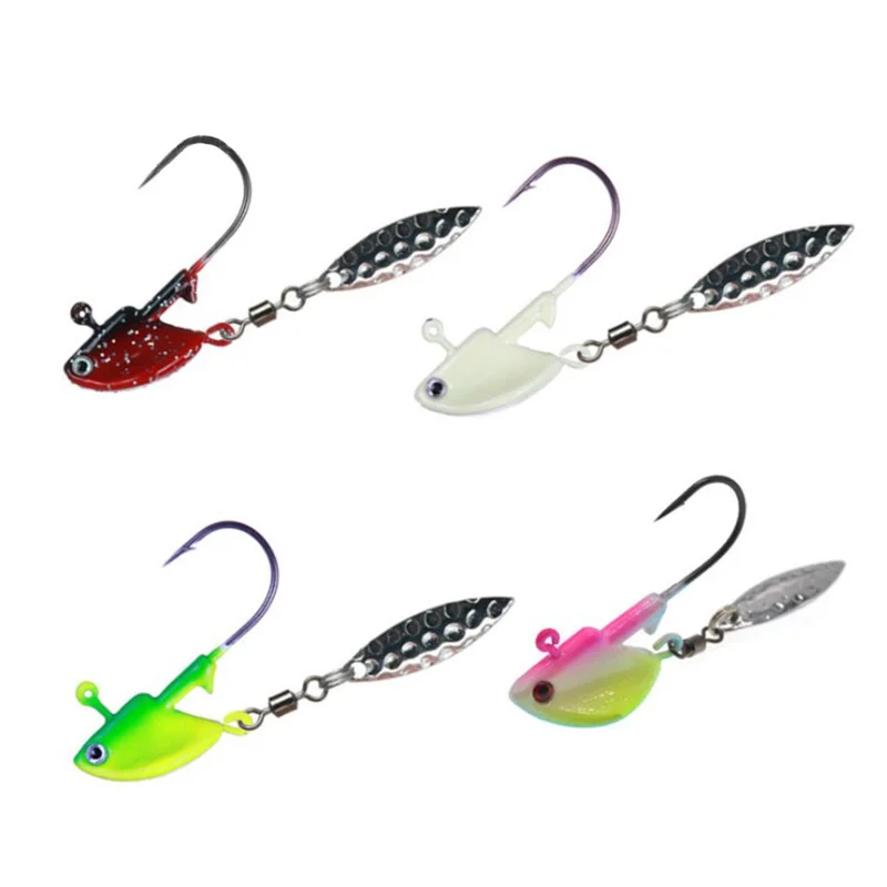 Lifelike Lead Head Hook With Metal Spoon Sequins Jig Head  Hook  Soft Worm  Fishing Hook