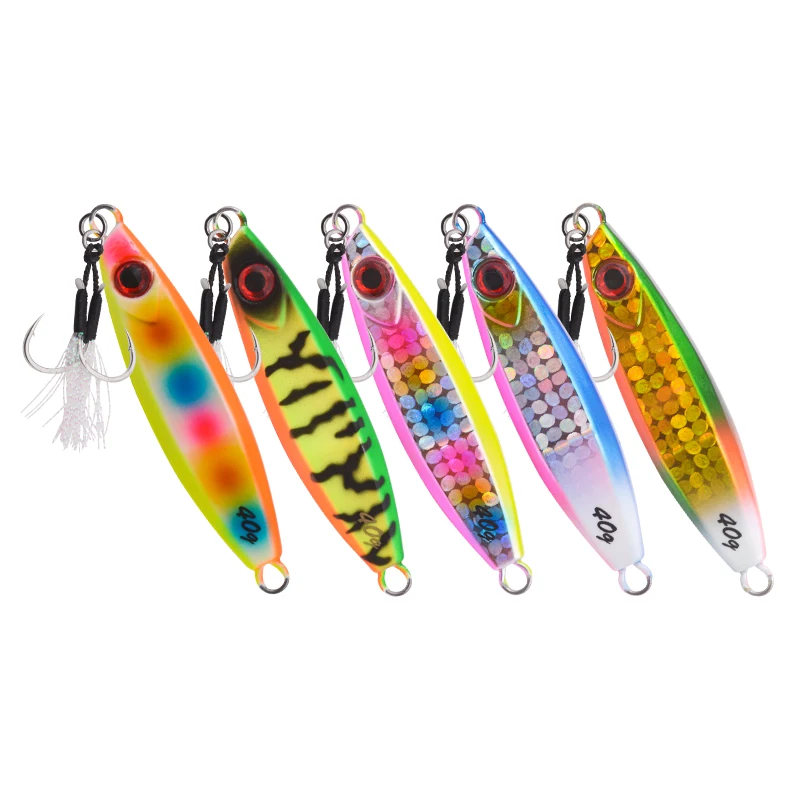 

FUNADAIKO 60g/80g High quality gym equipment luminuous slow jig fishing bait with one double assist hook fishing metal jig lures