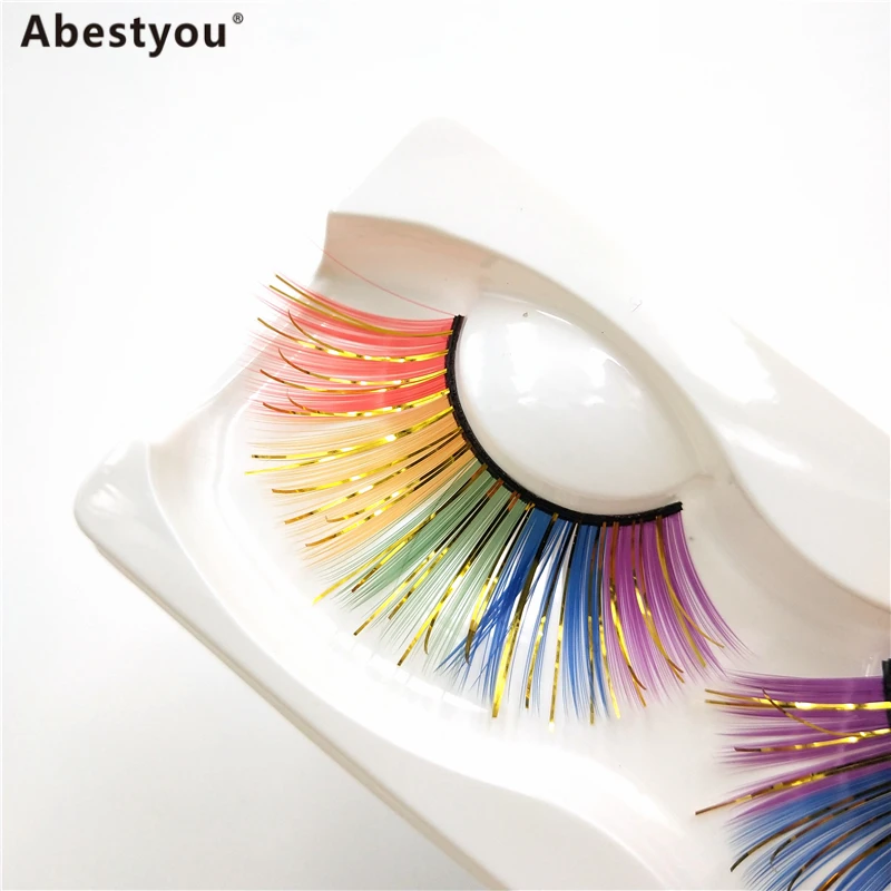 

Abestyou Thick Colored Real Mink 3D Eyelashes Dramatic Super Long Fluffy Color False Eye Lashes for Halloween Cosplay