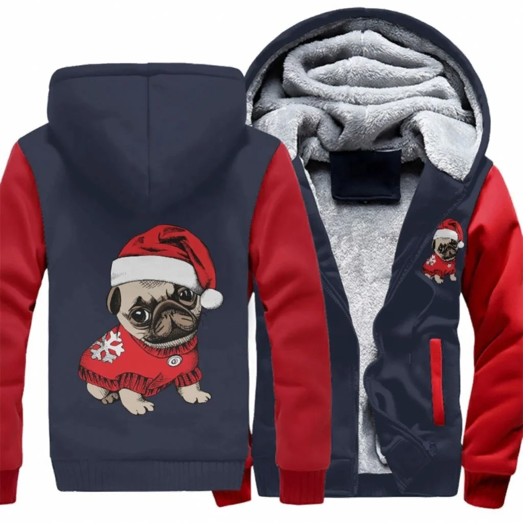 

Wholesale Cheap Custom Embroidered 100% Cotton Christmas Pug Men's Hoodies