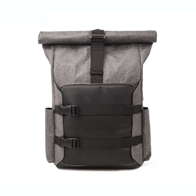 

High quality roll up top waterproof reusable lightness dupont tyvek paper backpack fashion shopping backpacks, Black, white, gray