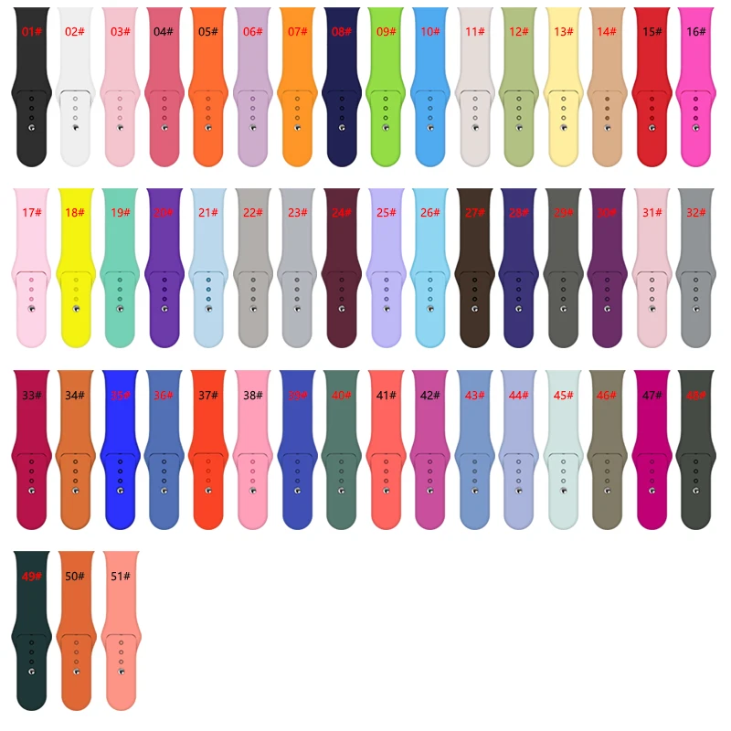 

57Colors Wrist band 38mm 40mm 42mm 44mm Silicone Watch strap for Smart Apple Watch All Series 7 6 5 4 3 2 1 SE