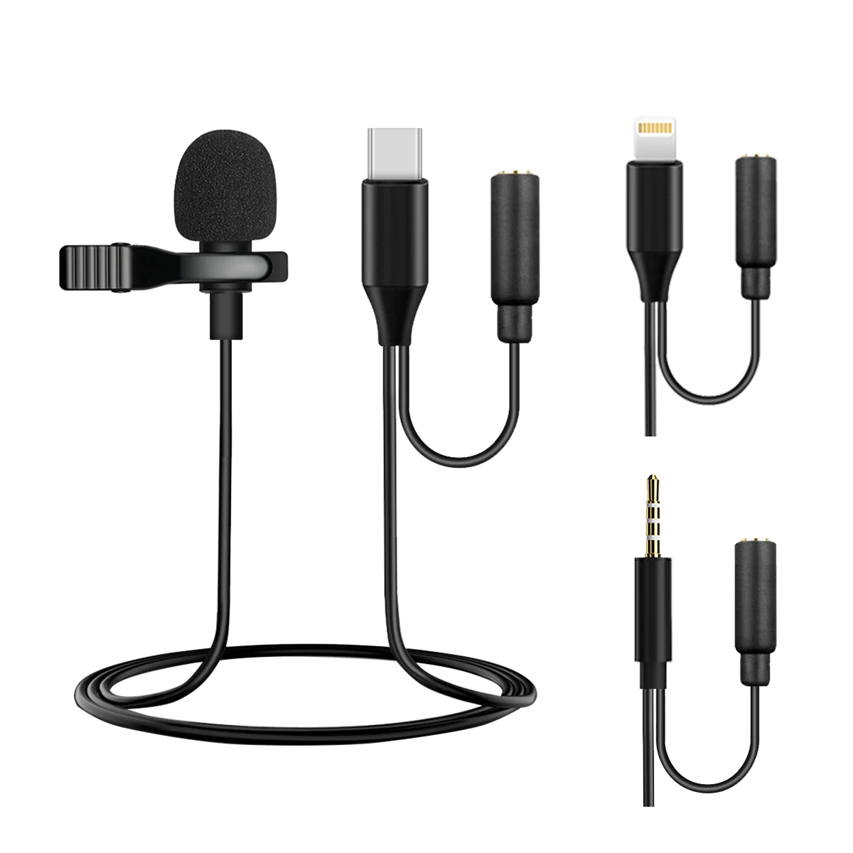 

Portable Mike 3.5 mm Jack Matel Mini Wired Condenser Lavalier Lapel Clip Microphone For Smart Mobile Phone Camera, Black