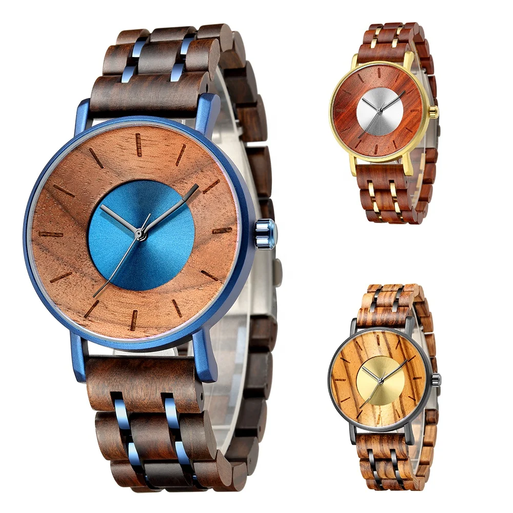 

OEM Quartz Custom Wooden Watch Customized Luxury Minimalist Blue Wood Watch Wooden Watches For Men And Women