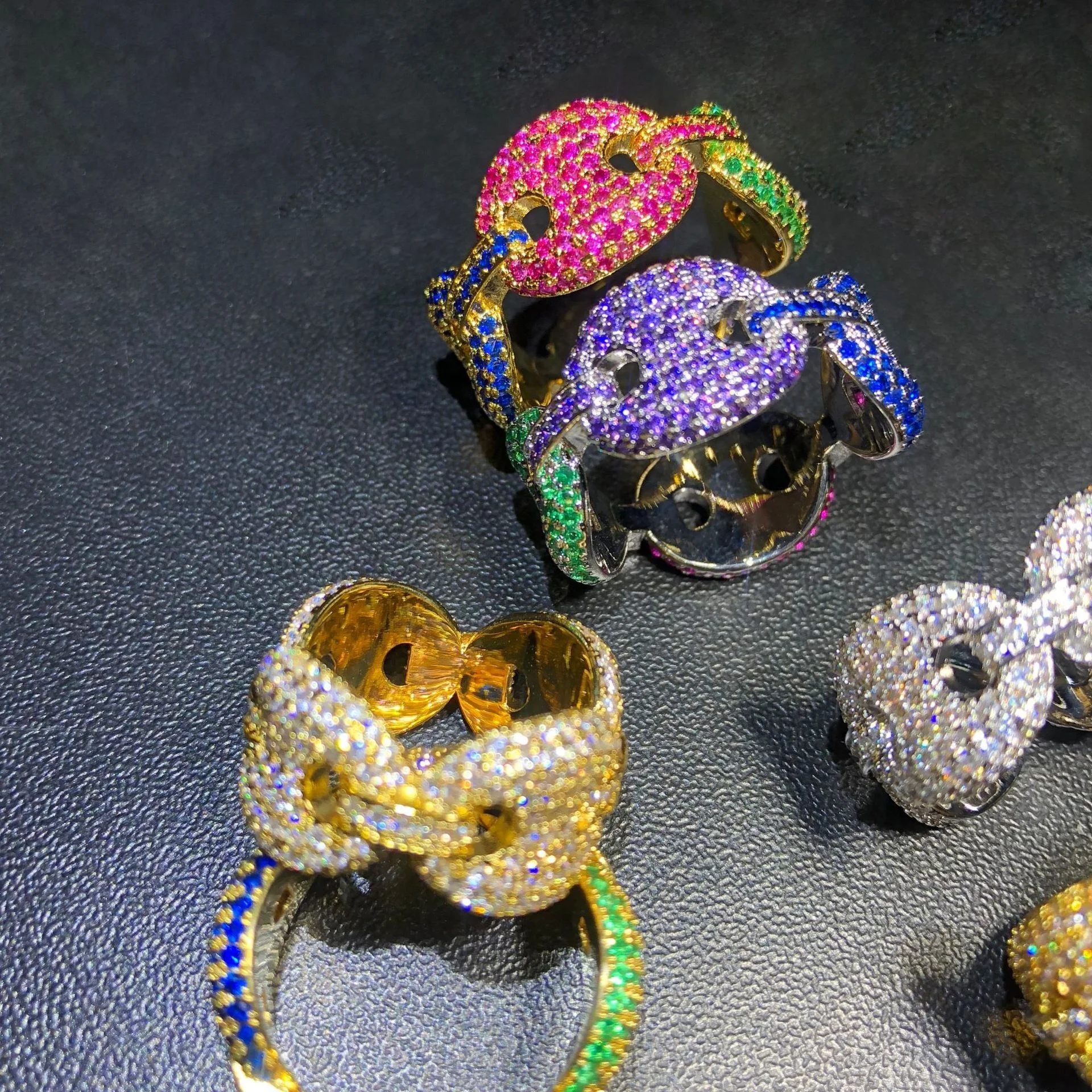

US SIZE 7 8 9 10 11 STOCK Hip hop jewelry micro pave rainbow cz men ring, Silver