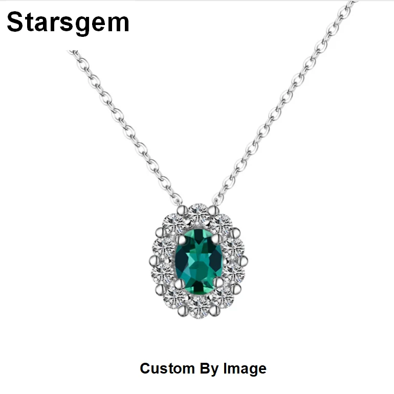 

Starsgem Fine Jewelry Manufacturer 925 Silver Emerald Flower Pendant Necklaces