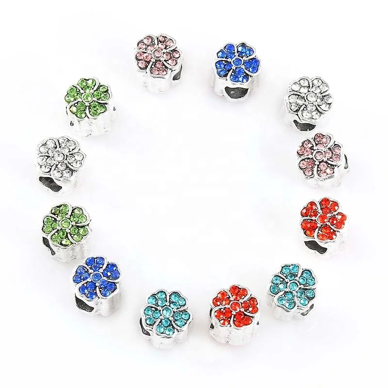

Wholesale DIY Jewelry Accessories Flower Charms Spacer Beads DIY Making Bracelet Handmade Jewelry crystal Alloy DIYSpacer Beads, Silver