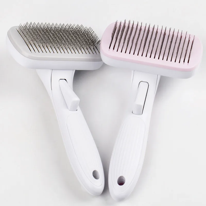 

Automatic pet grooming kit, Slicker Deshedding Hair Remover self cleaning slicker Pet Cat Dog brushes, Blue/pink/grey/green