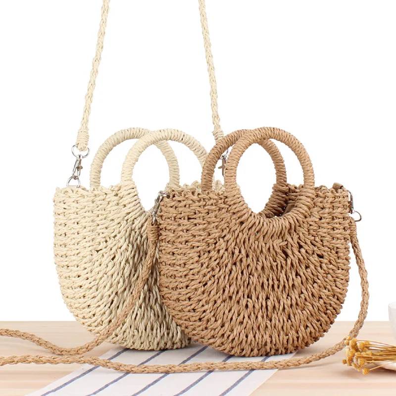

Hand-woven Straw Large tote Bag Women Straw Crossbody Bag Summer Beach Weave Shoulder Bag Rattan