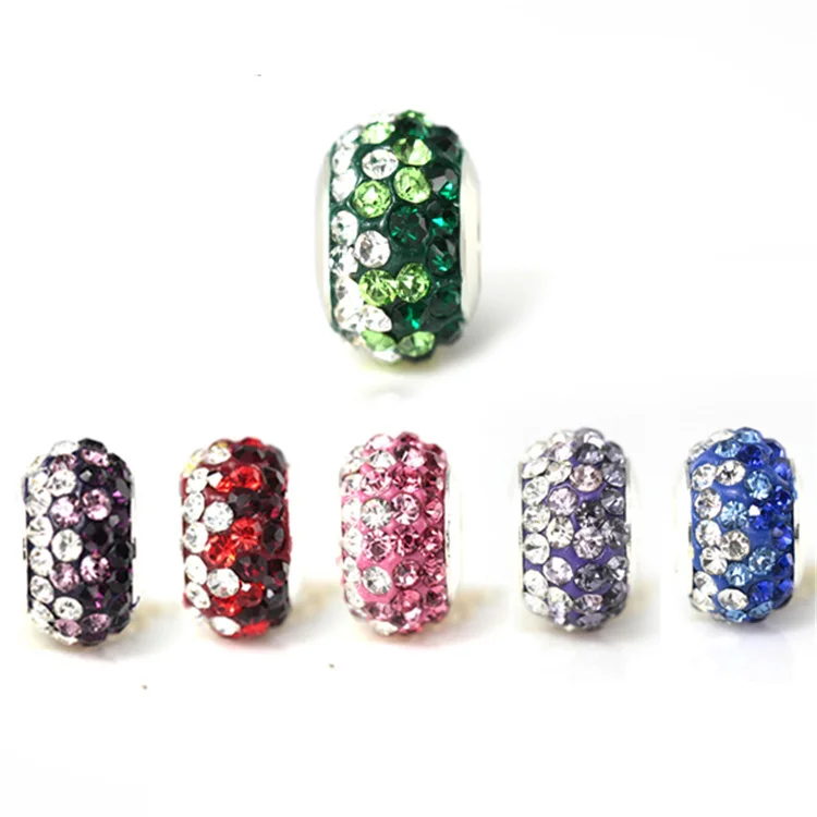 

Gradient Color Crystal Loose Beads Full Pave Diamond Polymer Clay Big Hole DIY Rhinestone Beads for Jewelry Bracelets Making