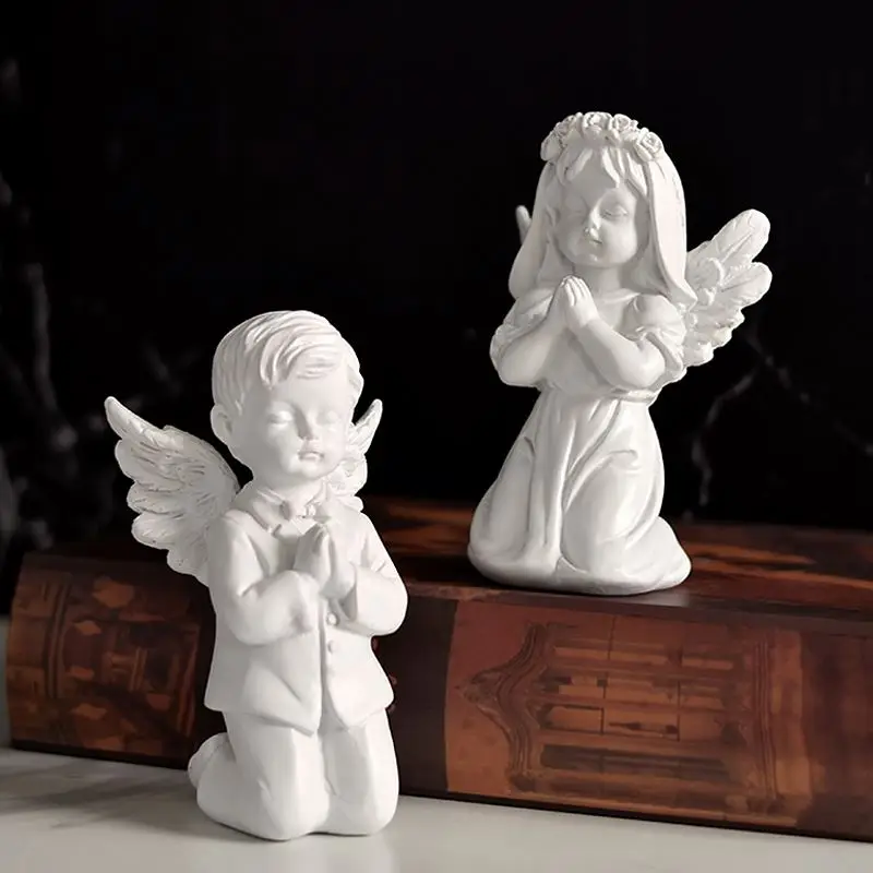 

Wholesale New Year Home Decor Garden Resin Souvenir Craft White Angel Statues