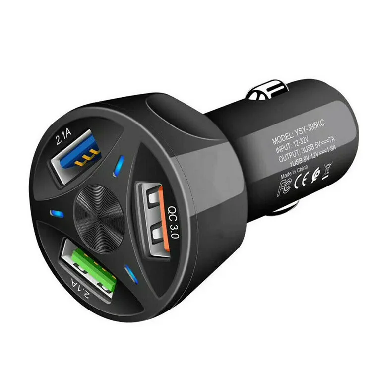 

Quick Charge 3.0 In Car Charger 3 Ports USB QC Fast Charging Adapter Universal, Black white