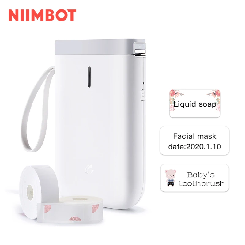 

NiiMbot smart white digital roll to roll thermal transfer printer for printing labels, White+green+ pink