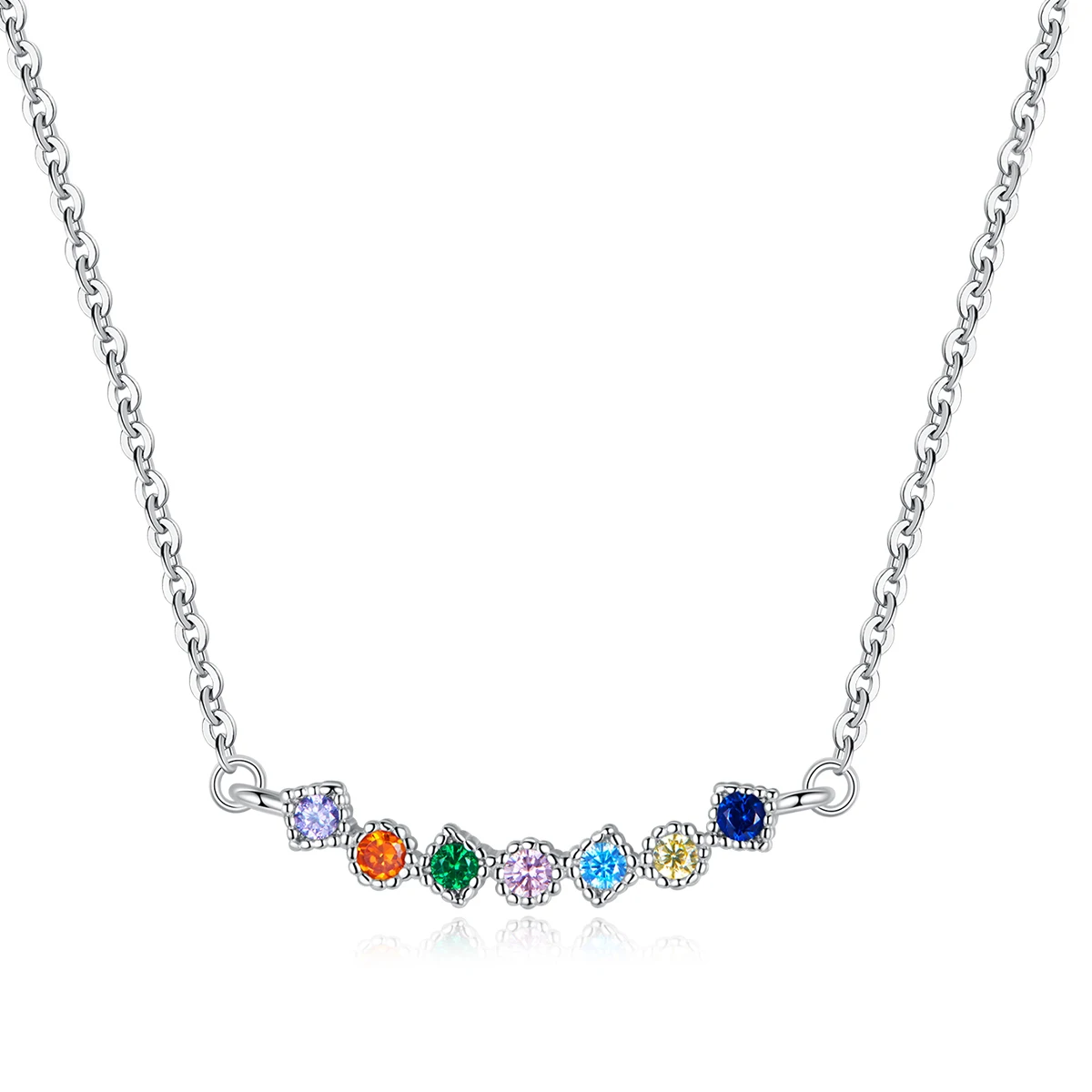 

SCN451 High quality 925 Sterling silver rainbow zircon necklace for women