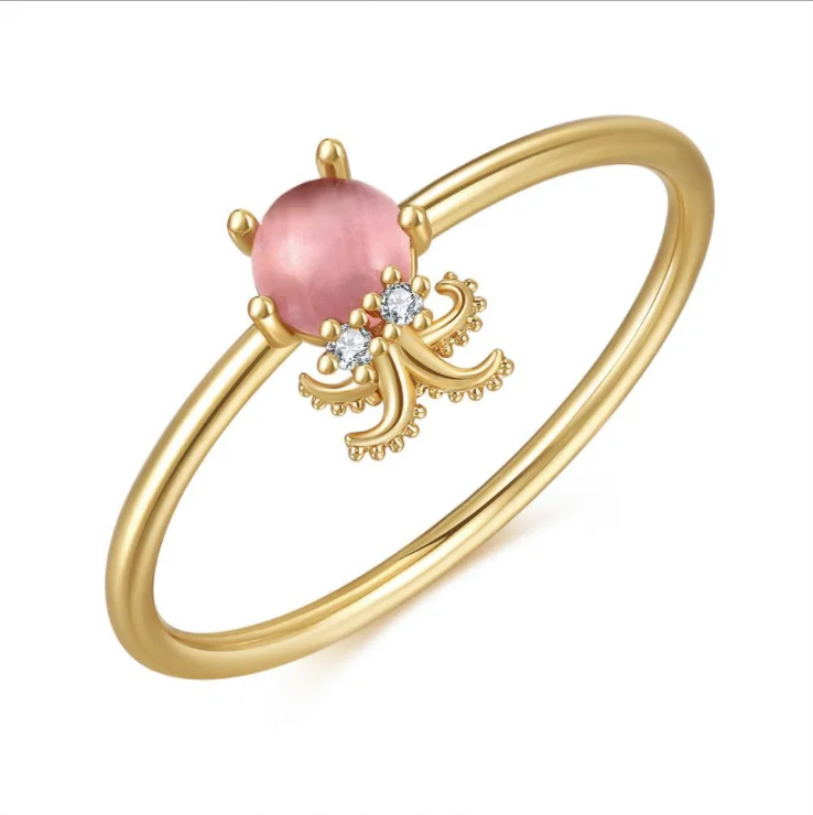 

Delicate Simple Ocean Jewelry Ocean Ring Brass with 18K Gold Plated