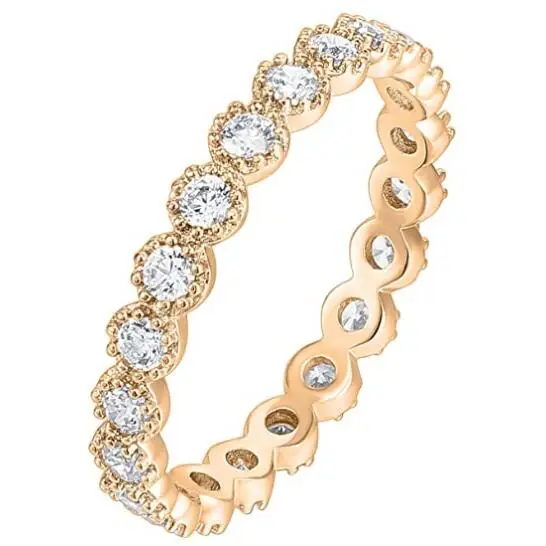 

Rose Gold Cubic Zircon Ring Eternal Ring Pointed Edge Ring for Women