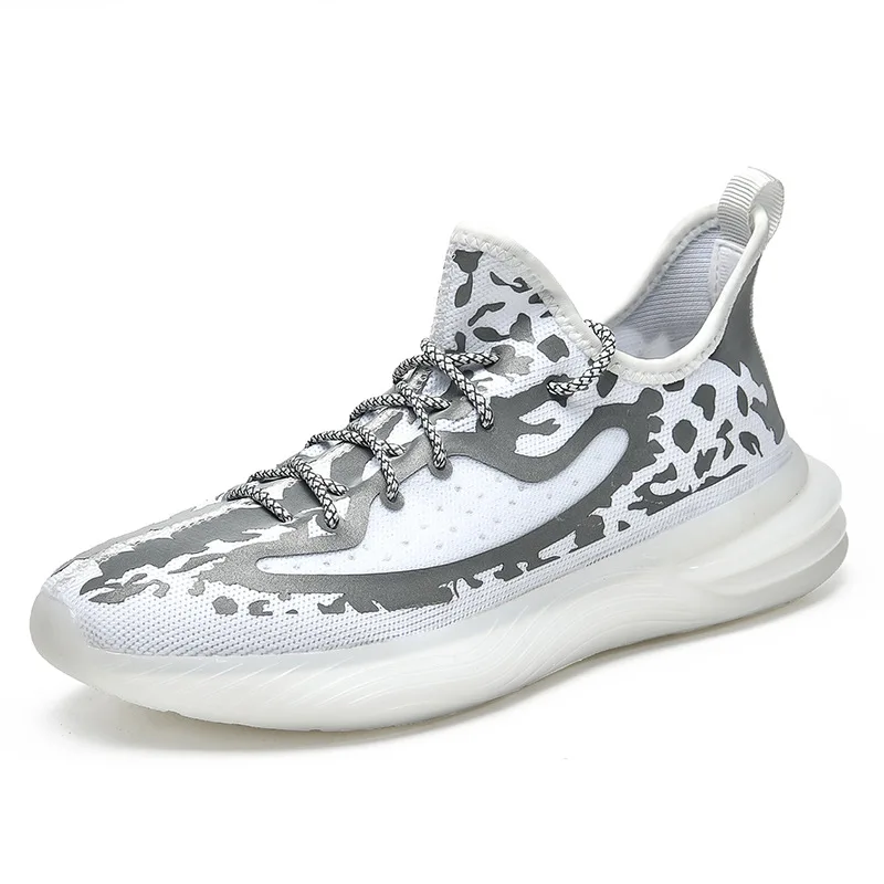 

Hot selling factory fly knitted upper reflective sport shoes men shoes sport sneakers