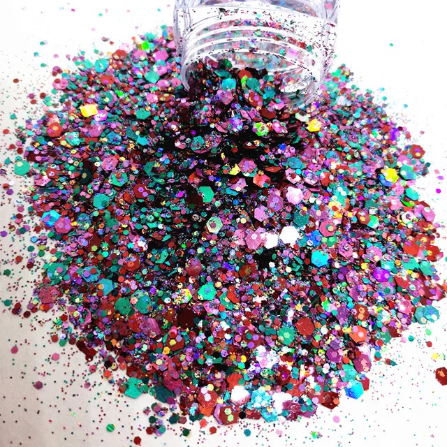 

glitter shape chunky glitter 1 kilo of each glitter, Various shades of purple,green and gold