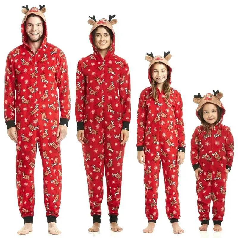 

wholesale custom print sleepwear onesie christmas pajamas sets cotton kids children couple matching family christmas pajamas, Red/green/gray/royal blue/snow man