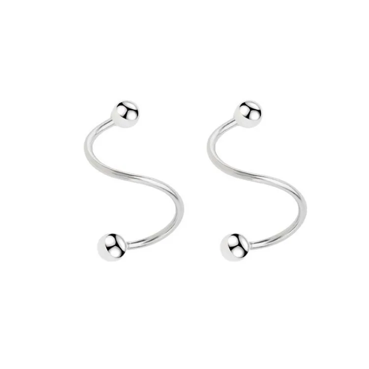 

LIVE4U New Fashion Small Geometric 925 Sterling Silver Spiral Earring Cuff For Women Jewelry, Platinum color, gold color