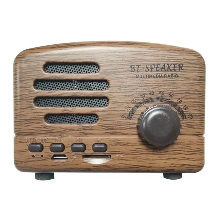 

Amazon Hot Sale BT-01 Vintage Small Multimedia Mini Retro Portable Wireless Speaker Blue tooth with Fm Radio