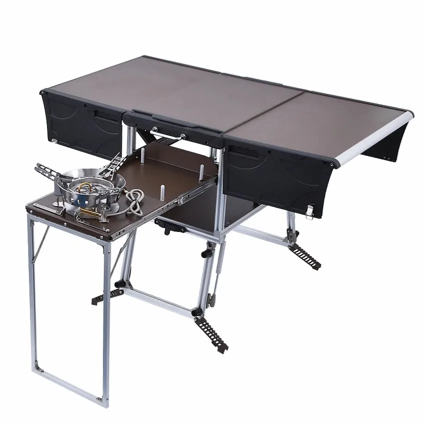 

Mobile Cooking Stove Utenseil Storage Camping Outdoor Portable Restaurant Kitchen Table Container