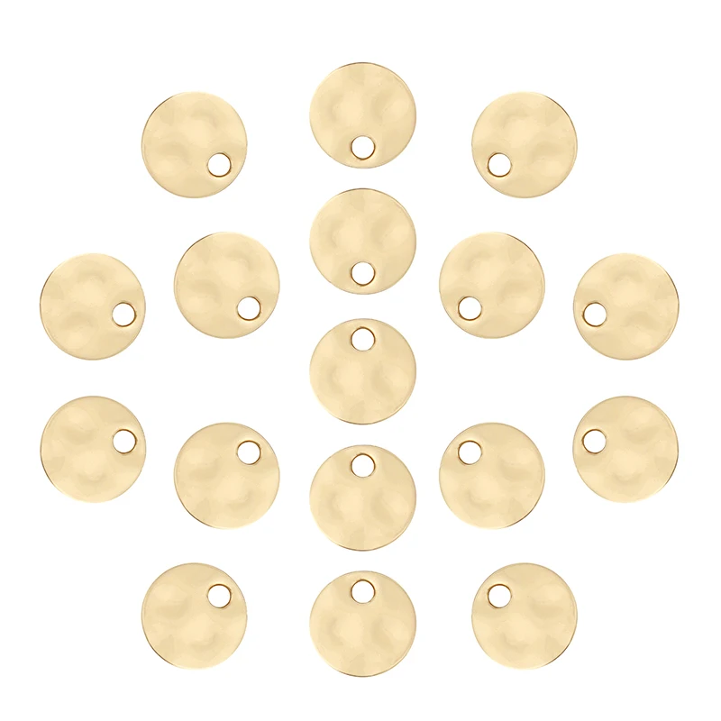 

Gold Tone Round Hammered Disc Charms Pendants Beads Doble Sided for DIY Bracelet Necklace Jewelry Making 8mm