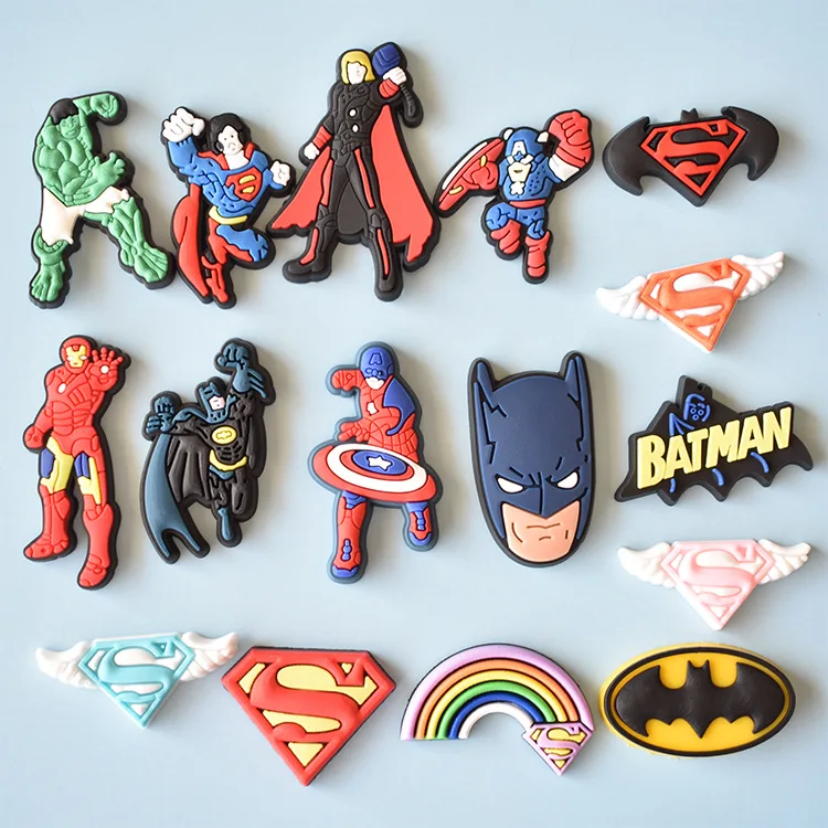 

Marvel movies cartoon Characters Soft Pvc Shoe Charms Accessories Custom superman bat man Wholesale for croc shoes charms, Picture