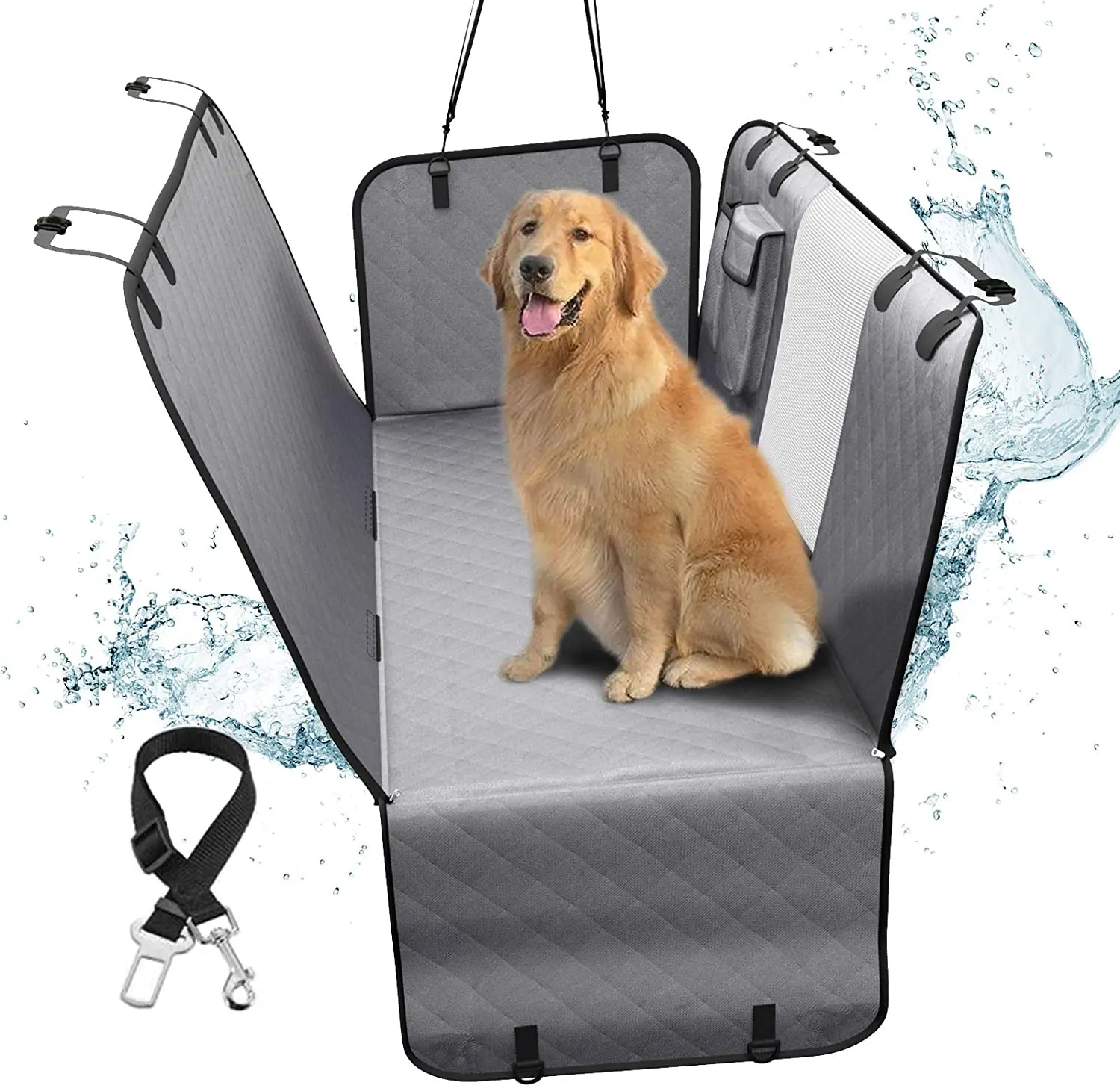 

Pet Seat Cover Water-Resistant Dog Car Mat Anti-Dirty Cushion for Back Seat, Grey,blue,red