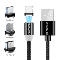 

Free Shipping FLOVEME Nylon 3In1 Led Magnetic Charger 3 In 1 Multi Usb Cable Magnetic Charging Mobile Phone Cable With Logo