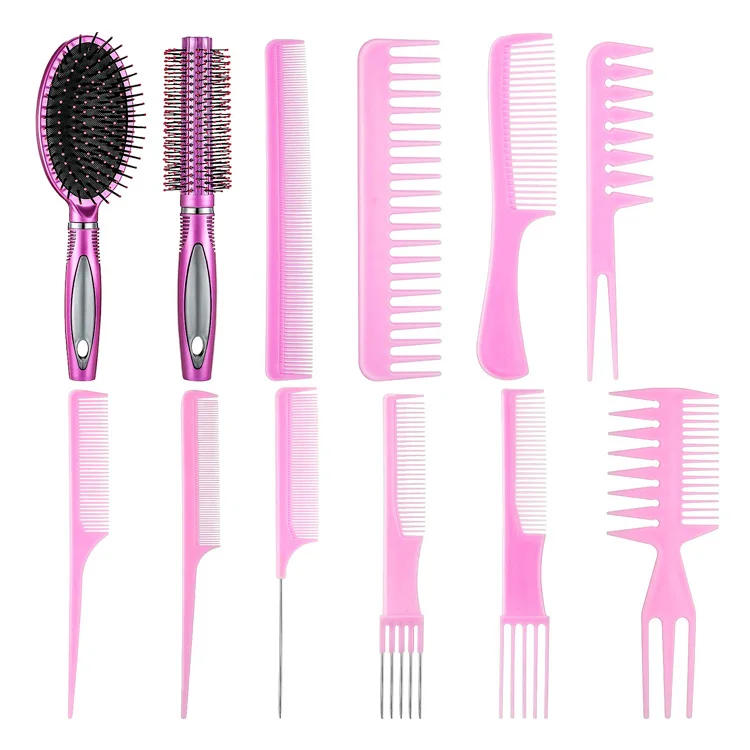 

Salon tail comb professional Styling Hair Brush Eco-friendly Plastic Beard Hair Brush Combs Set customized braiding comb, Custom