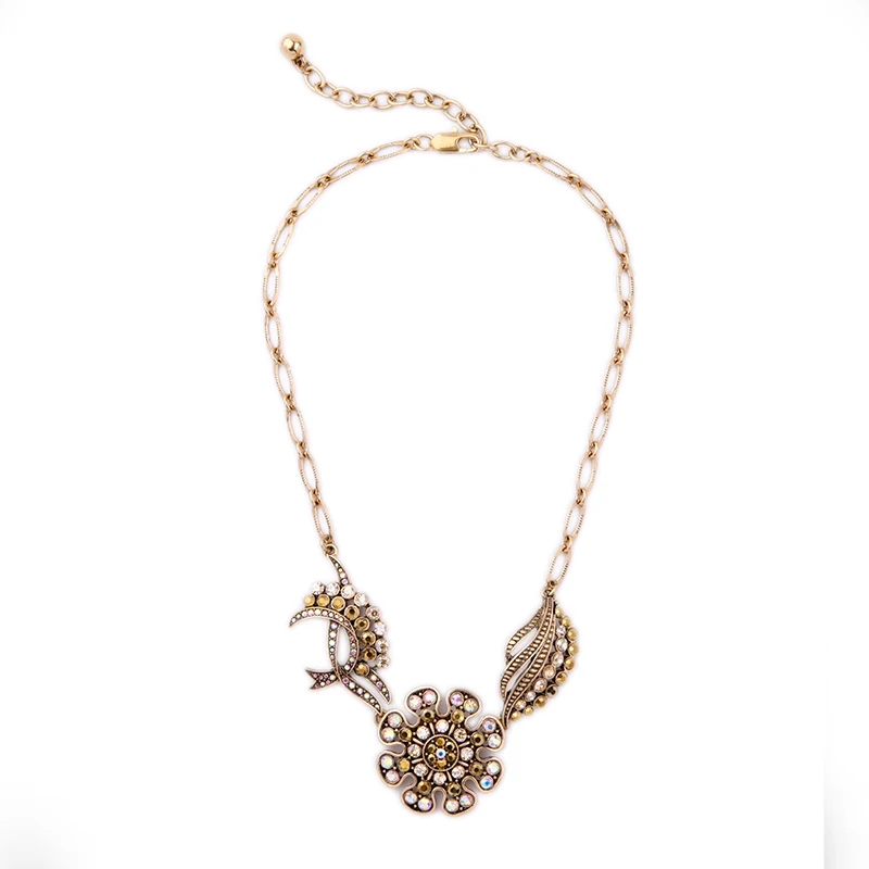 

xl01992 Dazzle Color Dream Gemstone Rudder Pendant Gold Plated Necklace Chain For Women 2021