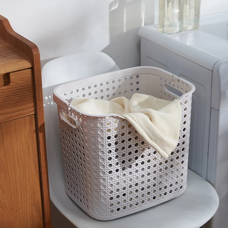 

Fashion plastic bath cloth storage basket, Beige gray or custom