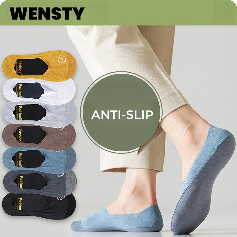 Top Quality Men's Summer Mesh Breathable Cooling No-show Socks Ice Silk Cotton Anti-odor Low Cut Anti-slip Large Size Socks