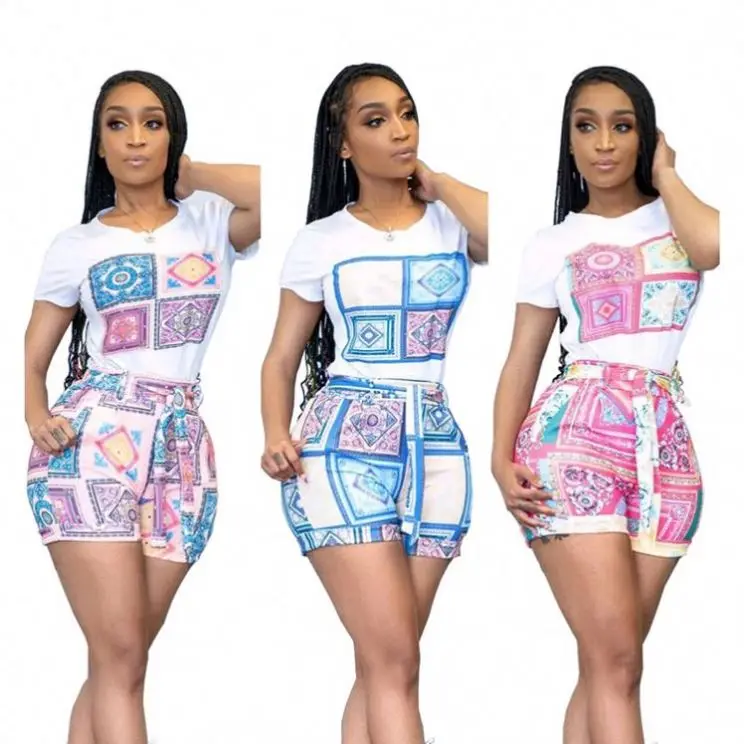 

Ckfashion High Quality Summer Women Clothing Ladies Print Sweatshirt Two Piece Sets Casual Women 2 Piece Set Clothing